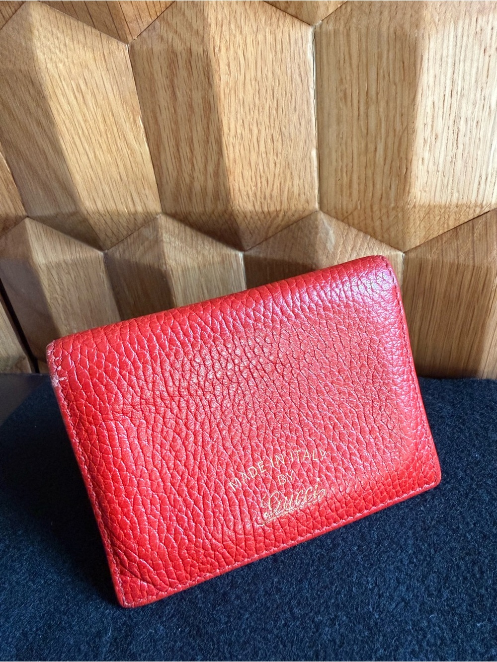 Gucci Red Pebbled Leather Cardholder